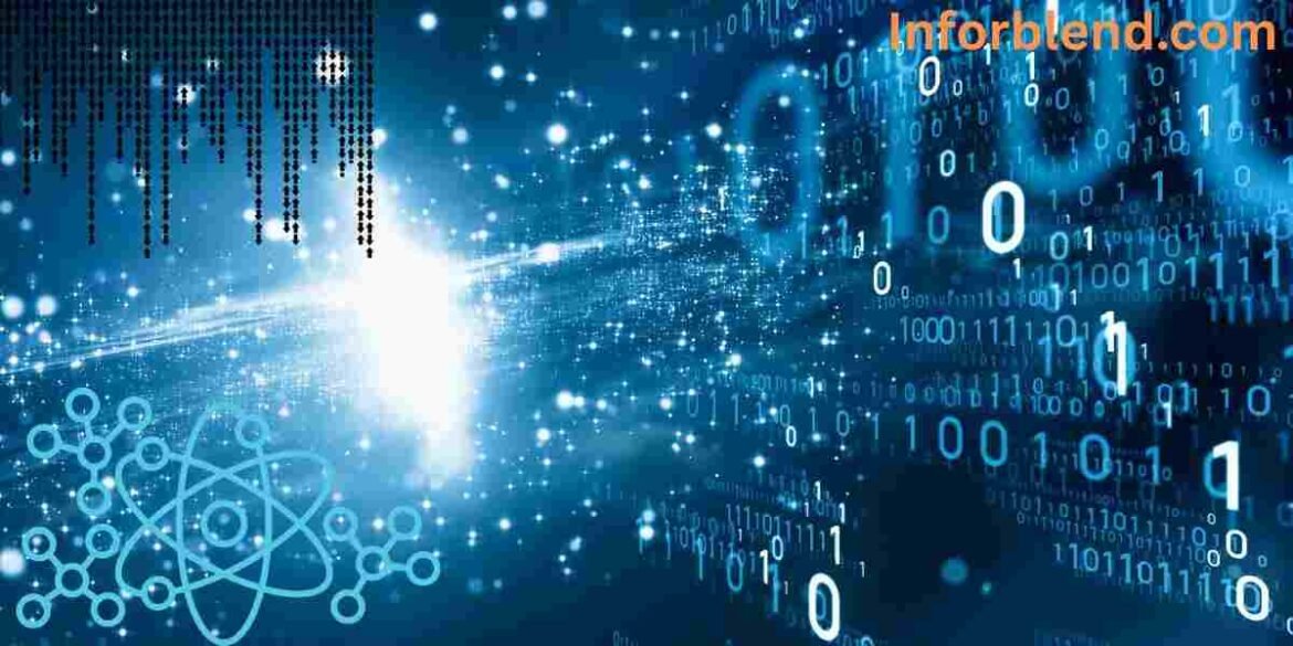 Abstract digital representation of energy waves and particles symbolizing futuristic measurements like Nantrionetons.