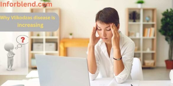 "Illustration showing symptoms and causes of Vlinkodzas disease, including fatigue, stress, and environmental triggers affecting modern health."