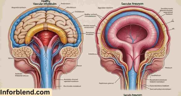 Illustration of brain arteries highlighting infundibulum structure”