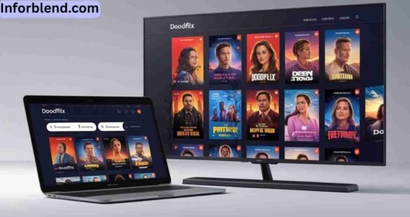 “Doodflix streaming platform interface showcasing movies, TV shows, and personalized recommendations on a modern screen”