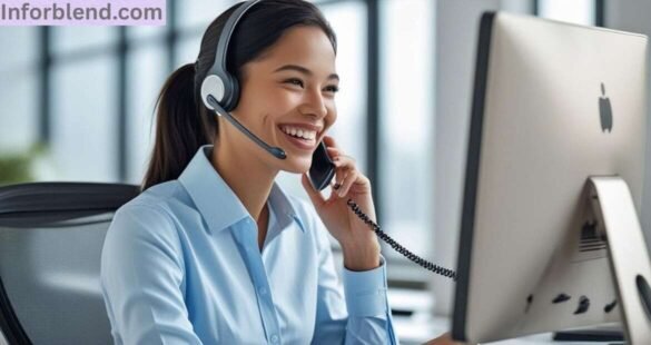 Customer support agent providing assistance via phone call at RevolverTech.