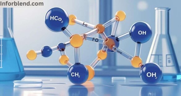 Illustration of HCOOCH CH2 H2O molecular structure with hydration shown.