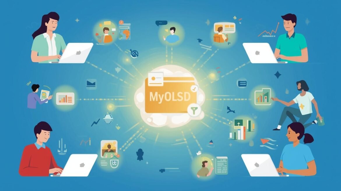 Students, parents, and teachers accessing MyOLSD portal on digital devices.