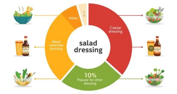 Circle graph showing the distribution of salad dressing preferences with ranch as the largest segment.