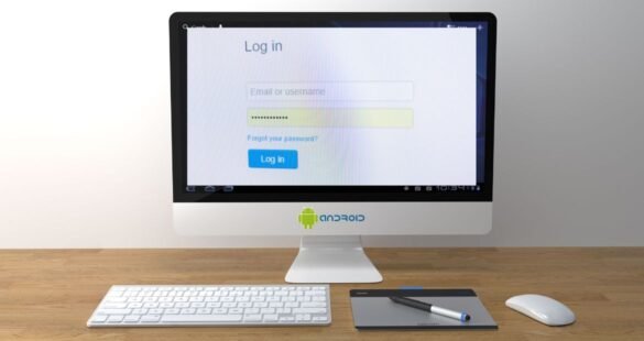 “User logging into Bellsouth web email on a laptop with secure access icon.”